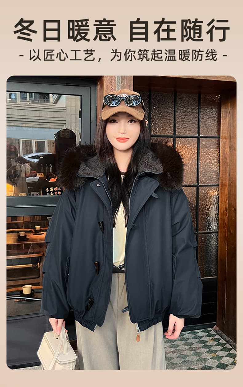 실사 빅 사이즈 면 의류 통통한 여동생 겨울 새로운 한국 스타일 루즈핏 두꺼운 패딩 재킷 작은 키 면 옷 상세 이미지 3