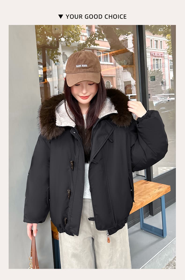 실사 빅 사이즈 면 의류 통통한 여동생 겨울 새로운 한국 스타일 루즈핏 두꺼운 패딩 재킷 작은 키 면 옷 상세 이미지 16