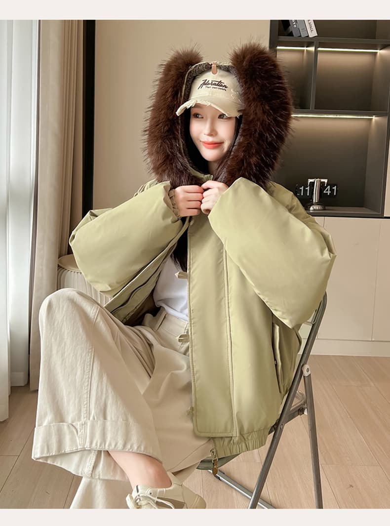 실사 빅 사이즈 면 의류 통통한 여동생 겨울 새로운 한국 스타일 루즈핏 두꺼운 패딩 재킷 작은 키 면 옷 상세 이미지 20