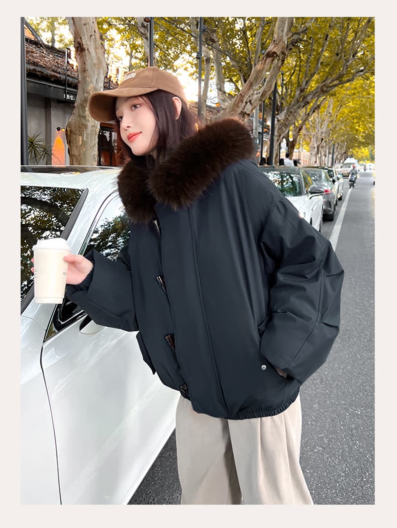 실사 빅 사이즈 면 의류 통통한 여동생 겨울 새로운 한국 스타일 루즈핏 두꺼운 패딩 재킷 작은 키 면 옷 상세 이미지 25