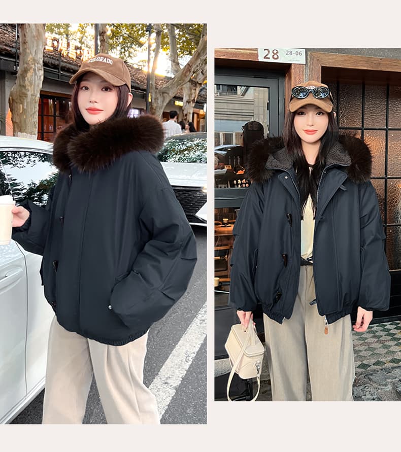 실사 빅 사이즈 면 의류 통통한 여동생 겨울 새로운 한국 스타일 루즈핏 두꺼운 패딩 재킷 작은 키 면 옷 상세 이미지 27