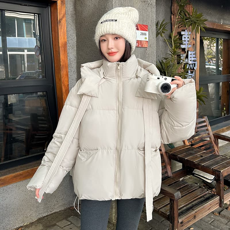 실사 빅 사이즈 면 의류 통통한 여동생 겨울 새로운 한국 스타일 루즈핏 두꺼운 패딩 재킷 작은 키 면 옷 이미지 2
