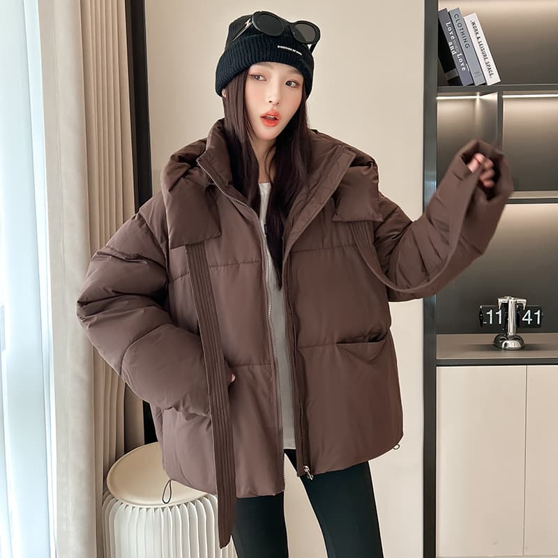 실사 빅 사이즈 면 의류 통통한 여동생 겨울 새로운 한국 스타일 루즈핏 두꺼운 패딩 재킷 작은 키 면 옷 이미지 5