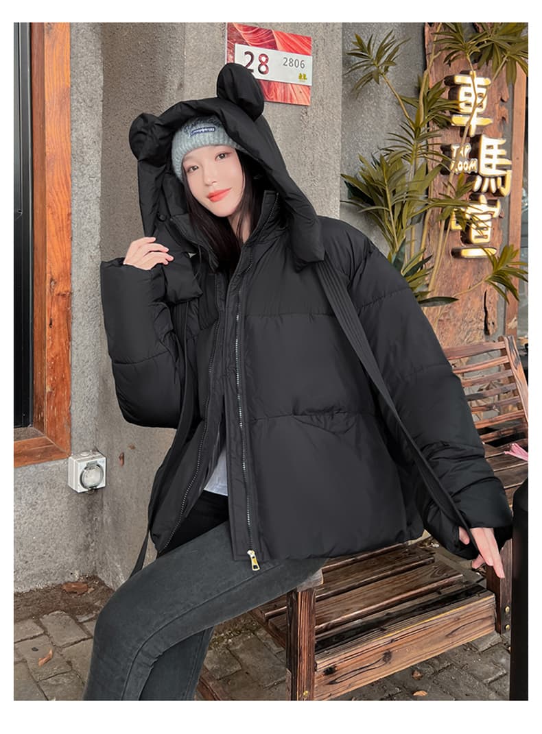 실사 빅 사이즈 면 의류 통통한 여동생 겨울 새로운 한국 스타일 루즈핏 두꺼운 패딩 재킷 작은 키 면 옷 상세 이미지 27