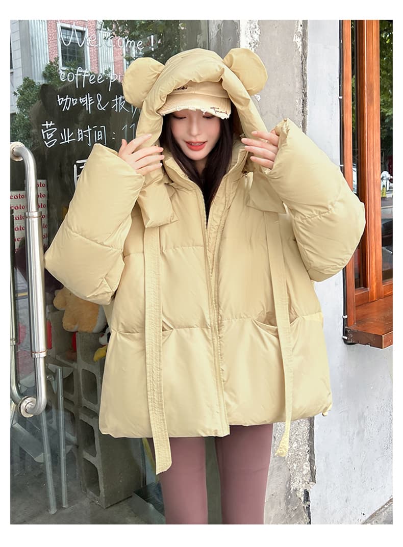 실사 빅 사이즈 면 의류 통통한 여동생 겨울 새로운 한국 스타일 루즈핏 두꺼운 패딩 재킷 작은 키 면 옷 상세 이미지 33