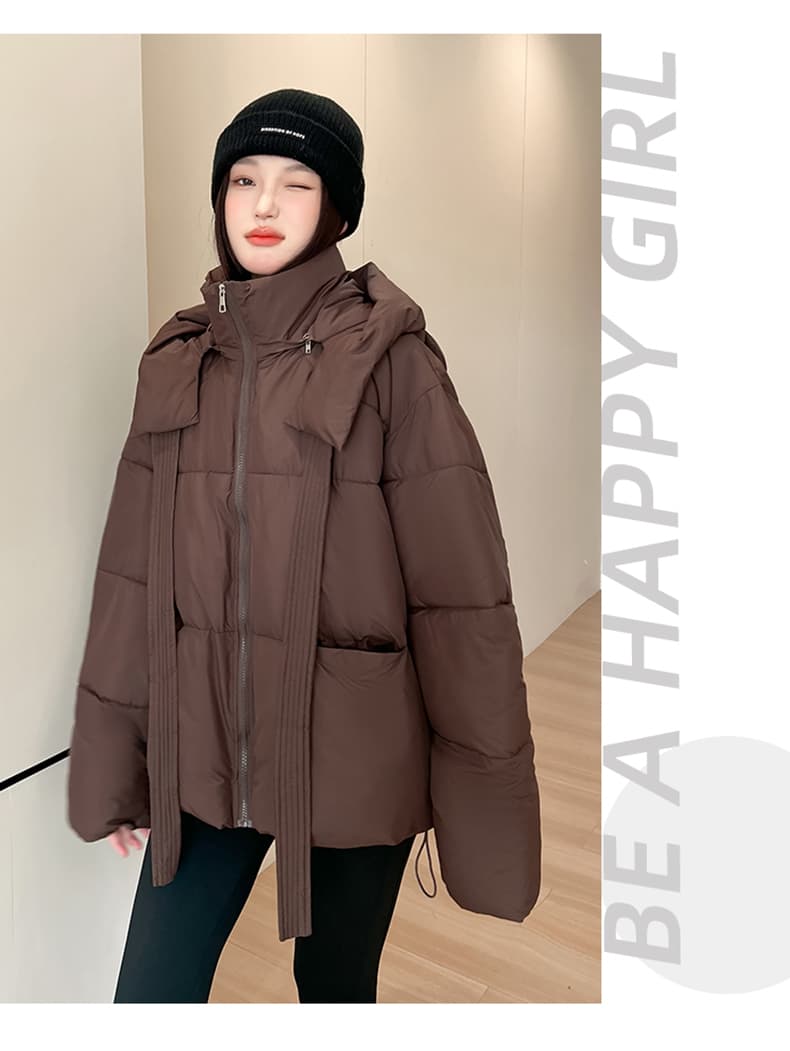 실사 빅 사이즈 면 의류 통통한 여동생 겨울 새로운 한국 스타일 루즈핏 두꺼운 패딩 재킷 작은 키 면 옷 상세 이미지 38