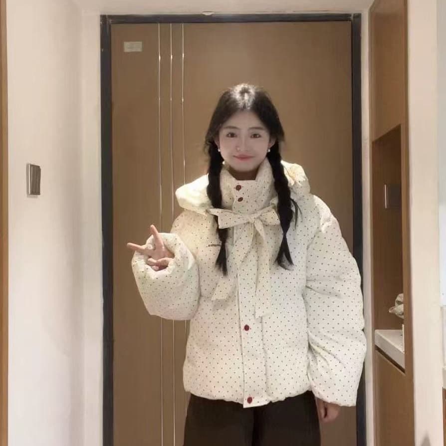 실사 빅 사이즈 면 의류 통통한 여동생 겨울 새로운 한국 스타일 루즈핏 두꺼운 패딩 재킷 작은 키 면 옷 이미지 5