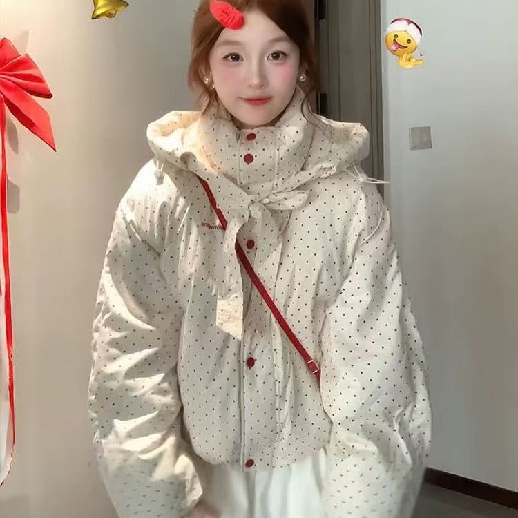 실사 빅 사이즈 면 의류 통통한 여동생 겨울 새로운 한국 스타일 루즈핏 두꺼운 패딩 재킷 작은 키 면 옷 이미지 4