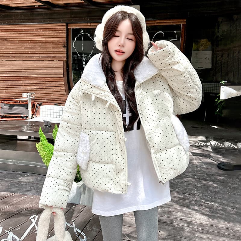 실사 빅 사이즈 면 의류 통통한 여동생 겨울 새로운 한국 스타일 루즈핏 두꺼운 패딩 재킷 작은 키 면 옷 이미지 4
