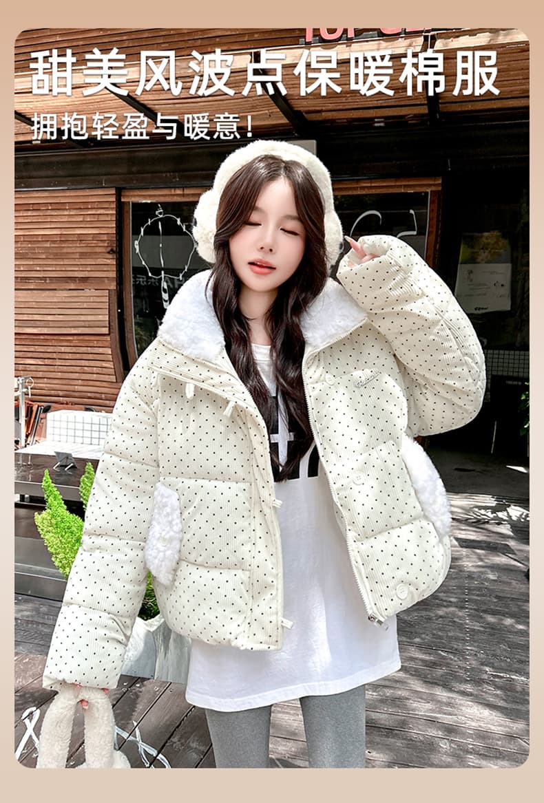 실사 빅 사이즈 면 의류 통통한 여동생 겨울 새로운 한국 스타일 루즈핏 두꺼운 패딩 재킷 작은 키 면 옷 상세 이미지 2