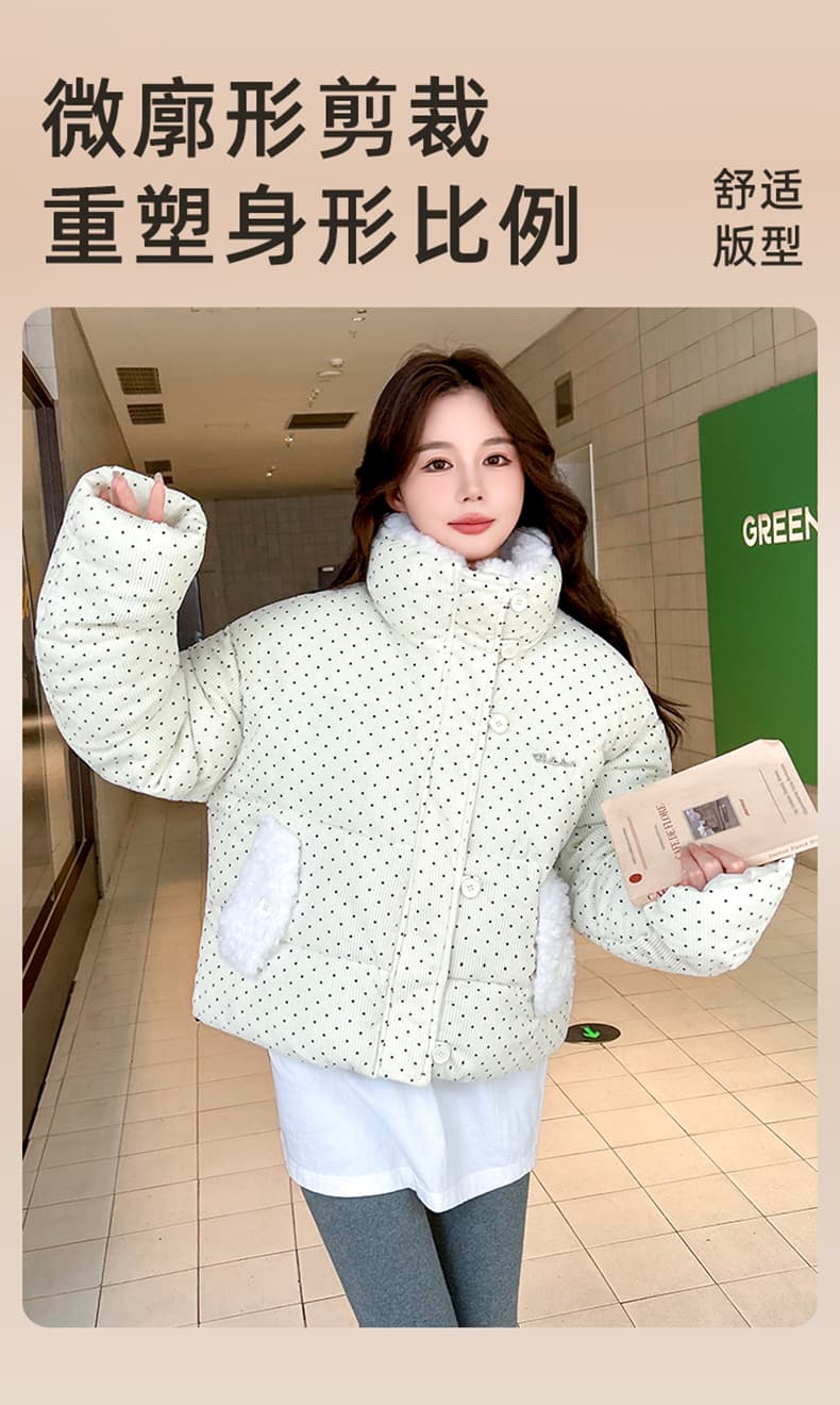 실사 빅 사이즈 면 의류 통통한 여동생 겨울 새로운 한국 스타일 루즈핏 두꺼운 패딩 재킷 작은 키 면 옷 상세 이미지 4