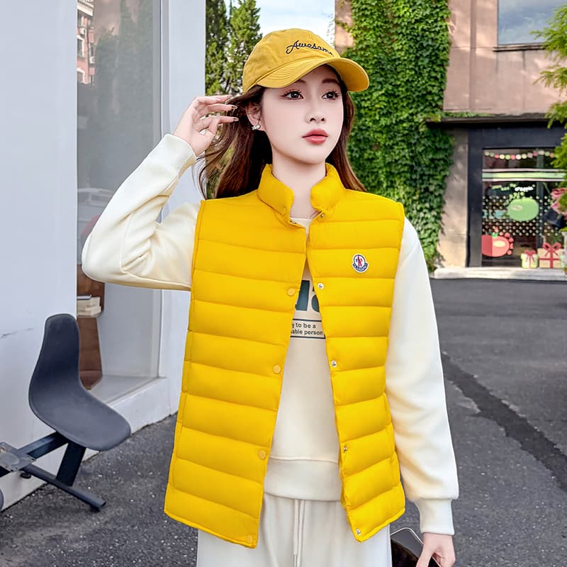 한국 스타일 스탠드 칼라 베스트 여성 짧은 얇고 가벼운 트렌드 스탠드 칼라 캐주얼 겨울 조끼 트렌디 이미지 3