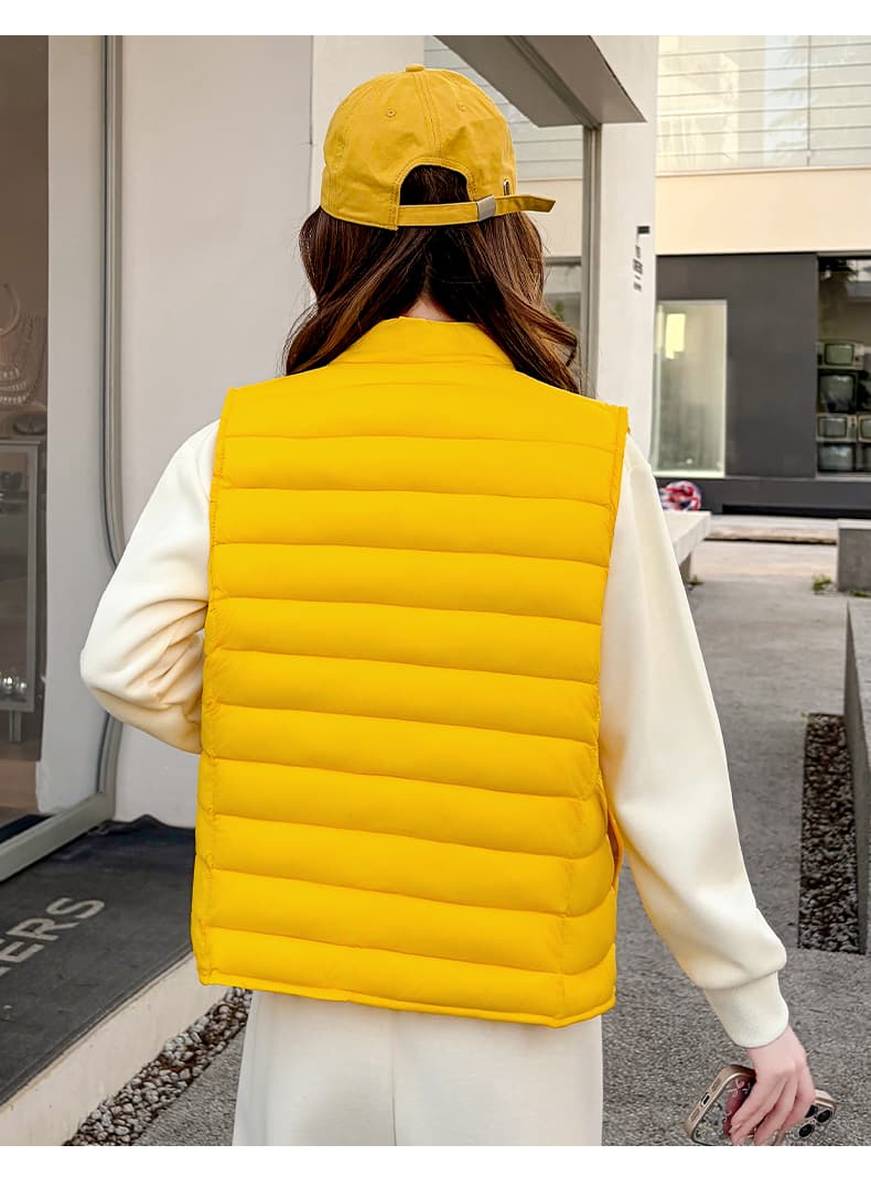 한국 스타일 스탠드 칼라 베스트 여성 짧은 얇고 가벼운 트렌드 스탠드 칼라 캐주얼 겨울 조끼 트렌디 상세 이미지 19