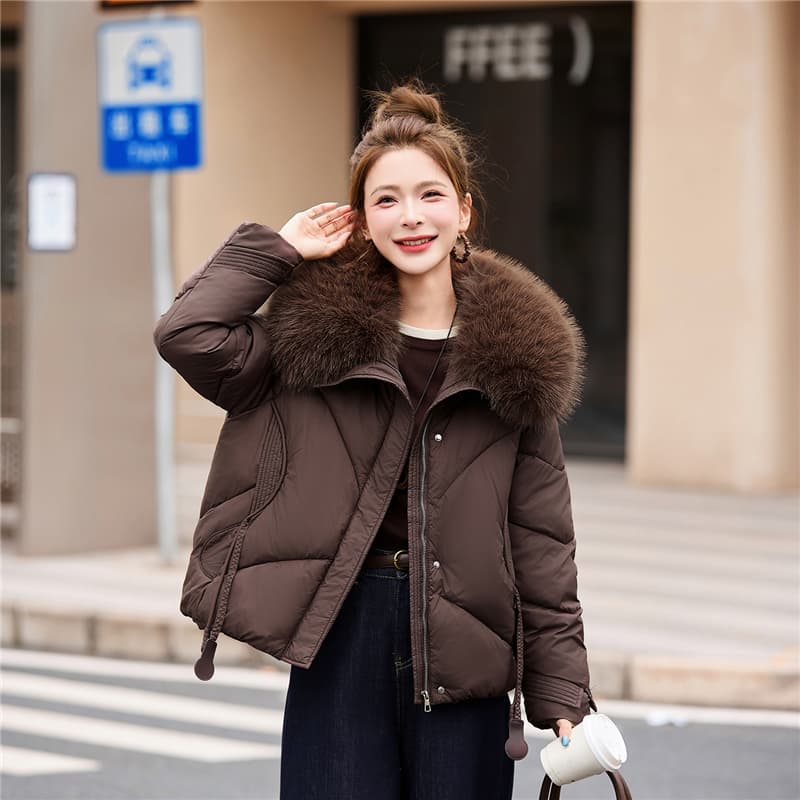 실사 빅 사이즈 면 의류 통통한 여동생 겨울 새로운 한국 스타일 루즈핏 두꺼운 패딩 재킷 작은 키 면 옷 이미지 3