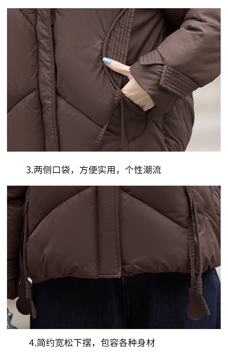 실사 빅 사이즈 면 의류 통통한 여동생 겨울 새로운 한국 스타일 루즈핏 두꺼운 패딩 재킷 작은 키 면 옷 상세 이미지 9