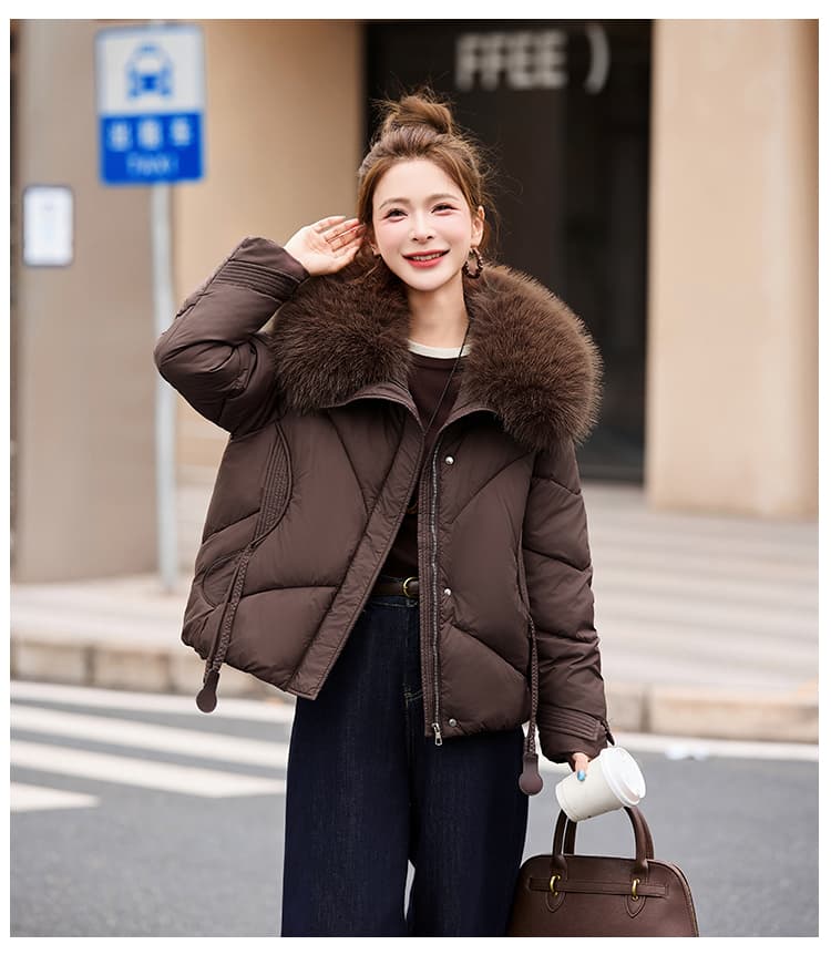 실사 빅 사이즈 면 의류 통통한 여동생 겨울 새로운 한국 스타일 루즈핏 두꺼운 패딩 재킷 작은 키 면 옷 상세 이미지 14