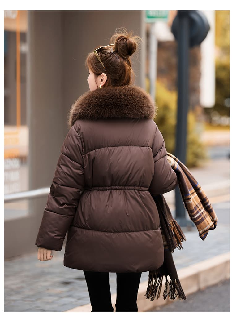 한 부서 루즈핏 허리 수축 슬림해 보이는 큰 모피 칼라 면 의류 여자 고급 센스 보온 재킷 겨울 두꺼운 품격 면 옷 상세 이미지 15