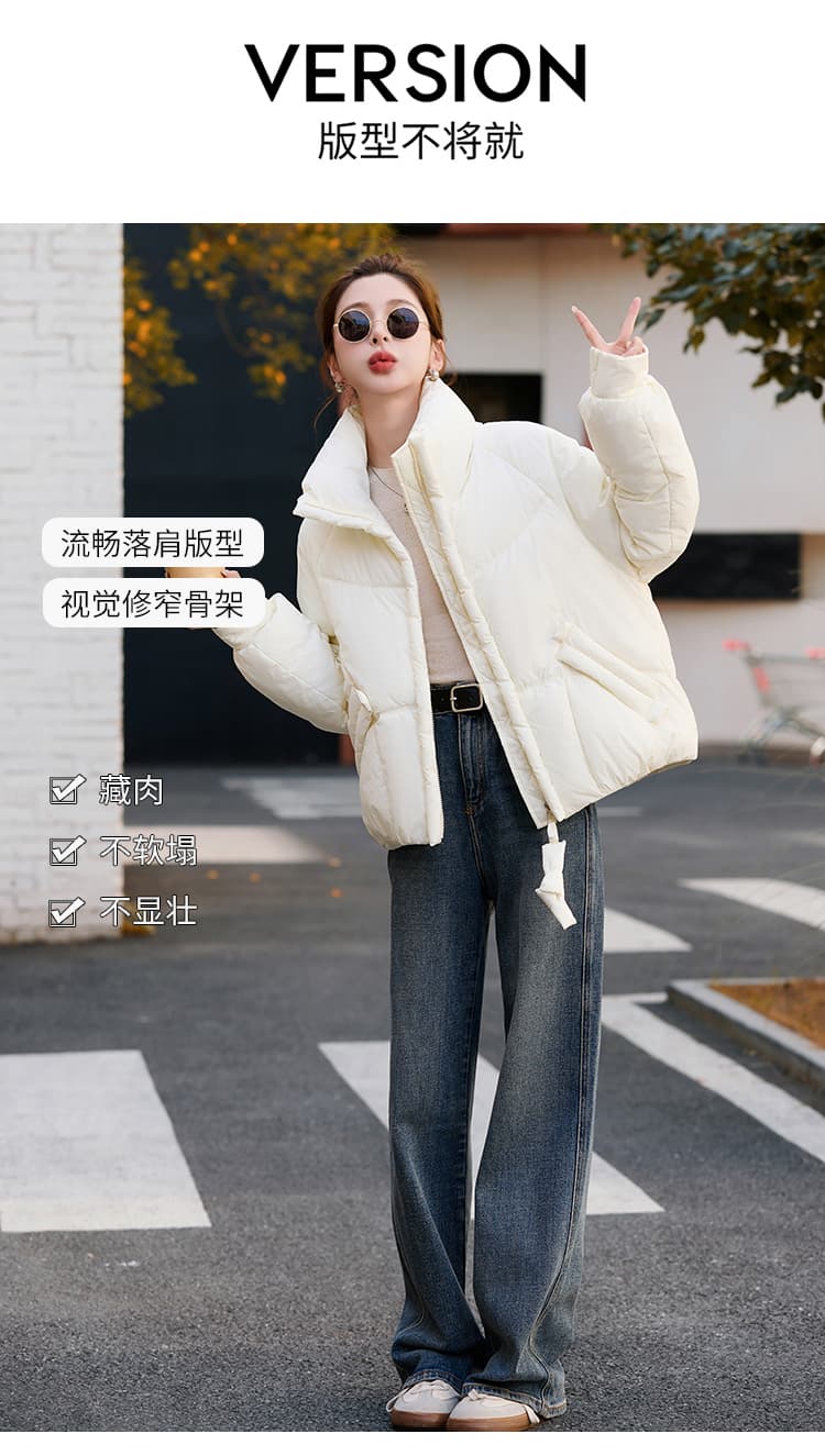 실사 빅 사이즈 면 의류 통통한 여동생 겨울 새로운 한국 스타일 루즈핏 두꺼운 패딩 재킷 작은 키 면 옷 상세 이미지 8