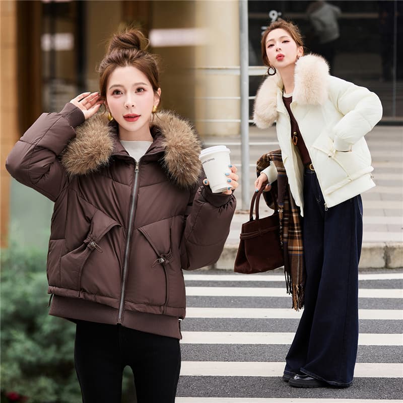 실사 빅 사이즈 면 의류 통통한 여동생 겨울 새로운 한국 스타일 루즈핏 두꺼운 패딩 재킷 작은 키 면 옷 이미지 2