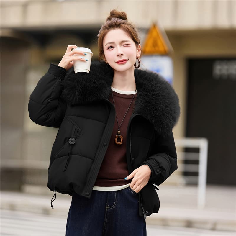 실사 빅 사이즈 면 의류 통통한 여동생 겨울 새로운 한국 스타일 루즈핏 두꺼운 패딩 재킷 작은 키 면 옷 이미지 2