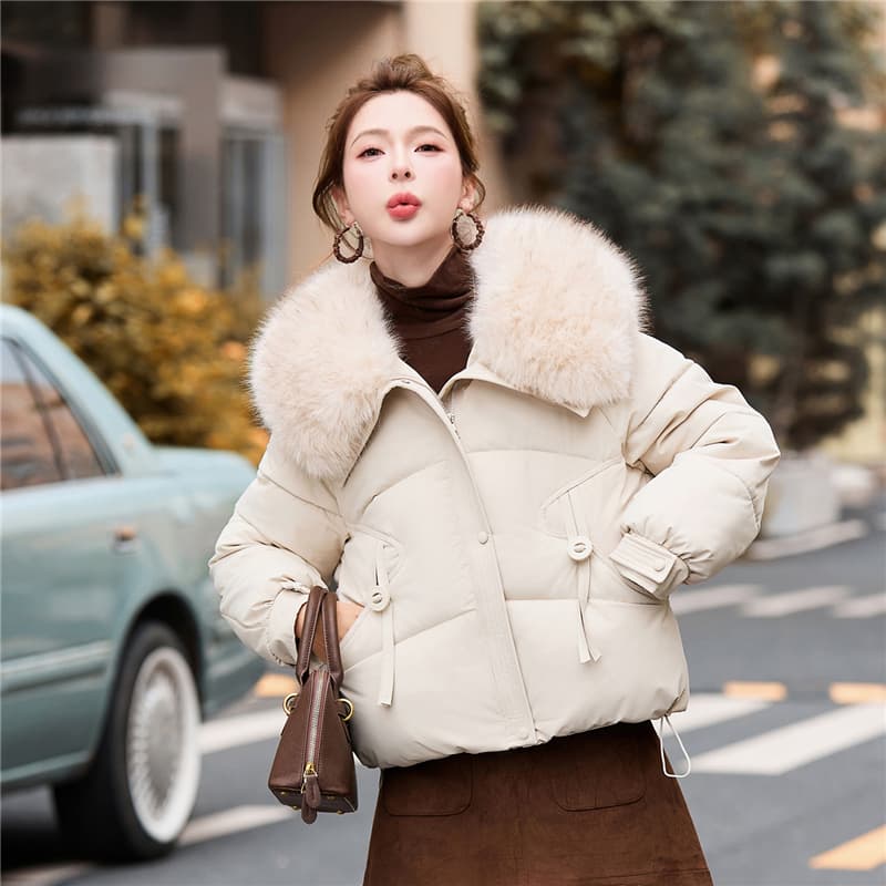 실사 빅 사이즈 면 의류 통통한 여동생 겨울 새로운 한국 스타일 루즈핏 두꺼운 패딩 재킷 작은 키 면 옷 이미지 3
