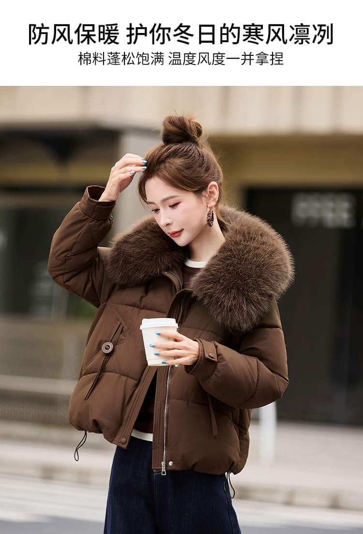 실사 빅 사이즈 면 의류 통통한 여동생 겨울 새로운 한국 스타일 루즈핏 두꺼운 패딩 재킷 작은 키 면 옷 상세 이미지 6