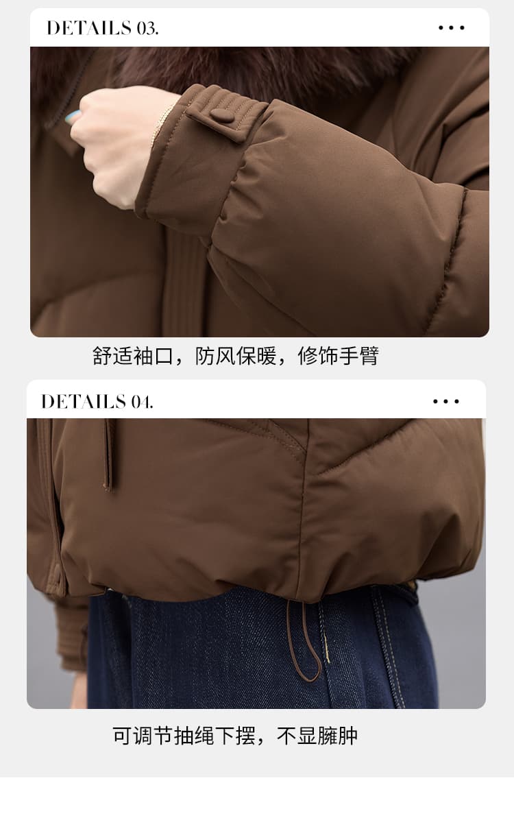 실사 빅 사이즈 면 의류 통통한 여동생 겨울 새로운 한국 스타일 루즈핏 두꺼운 패딩 재킷 작은 키 면 옷 상세 이미지 11
