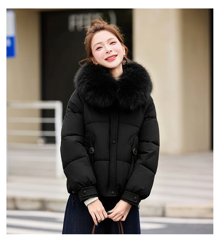 실사 빅 사이즈 면 의류 통통한 여동생 겨울 새로운 한국 스타일 루즈핏 두꺼운 패딩 재킷 작은 키 면 옷 상세 이미지 24