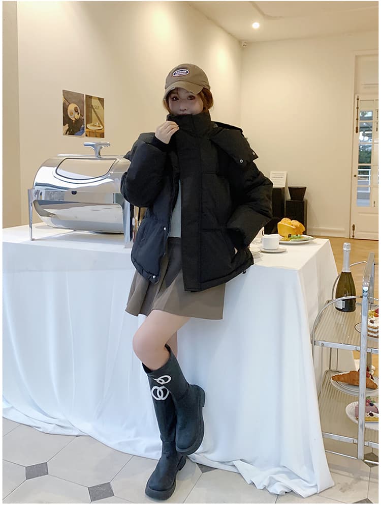 실사 빅 사이즈 면 의류 통통한 여동생 겨울 새로운 한국 스타일 루즈핏 두꺼운 패딩 재킷 작은 키 면 옷 상세 이미지 22
