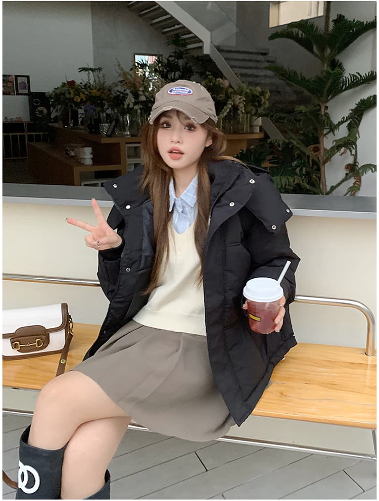 실사 빅 사이즈 면 의류 통통한 여동생 겨울 새로운 한국 스타일 루즈핏 두꺼운 패딩 재킷 작은 키 면 옷 상세 이미지 28