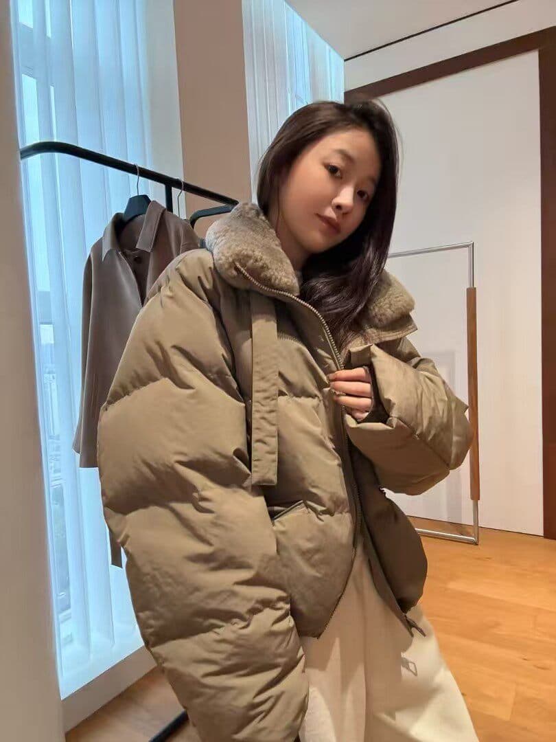 실사 빅 사이즈 면 의류 통통한 여동생 겨울 새로운 한국 스타일 루즈핏 두꺼운 패딩 재킷 작은 키 면 옷 이미지 3