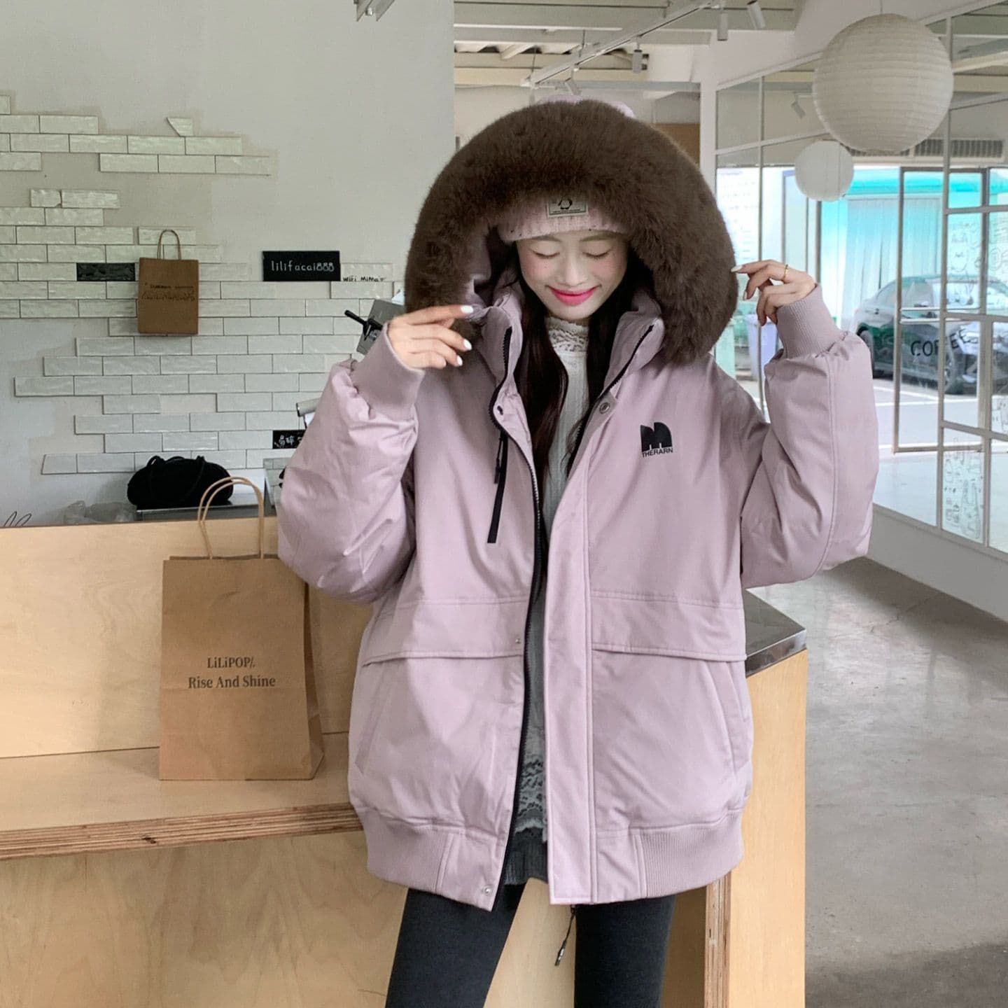 실사 빅 사이즈 면 의류 통통한 여동생 겨울 새로운 한국 스타일 루즈핏 두꺼운 패딩 재킷 작은 키 면 옷 이미지 3