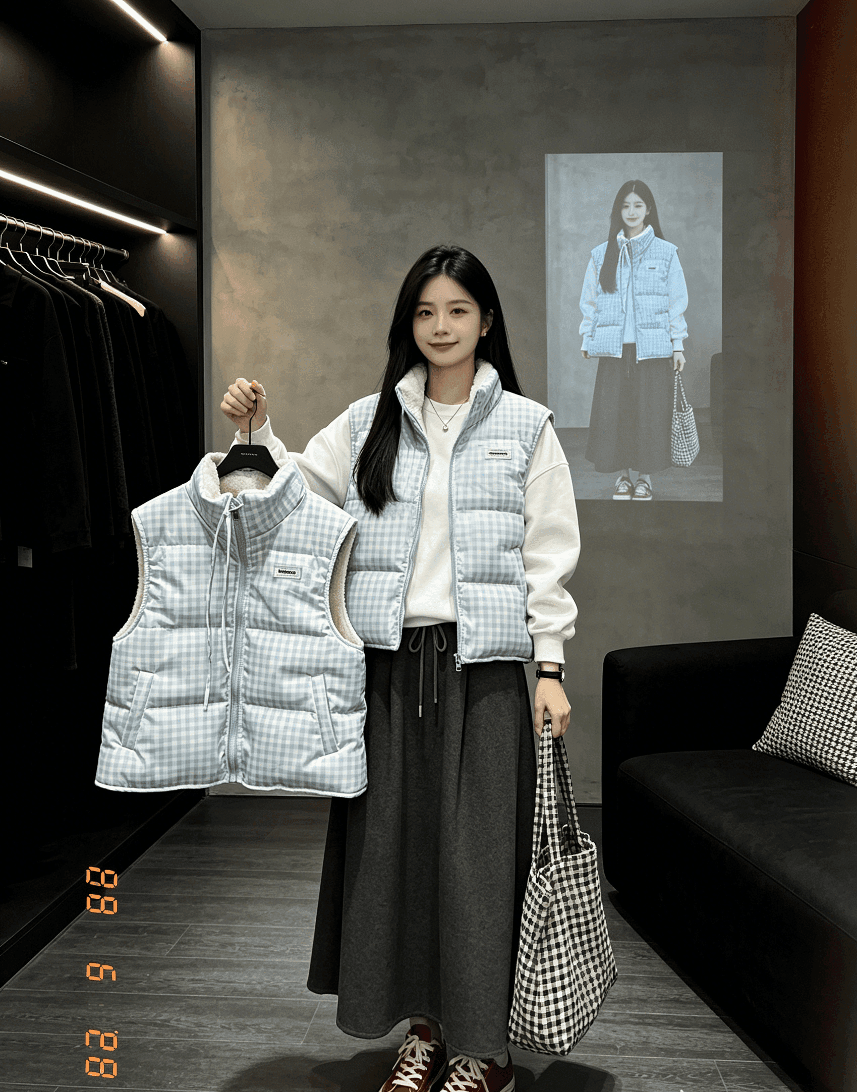 면 베스트 여성 코트 가을 겨울 2026 새로운 패션 쇼트 스타일 외출용 두꺼운 스탠드 칼라 민소매 조끼 조끼 상세 이미지 7