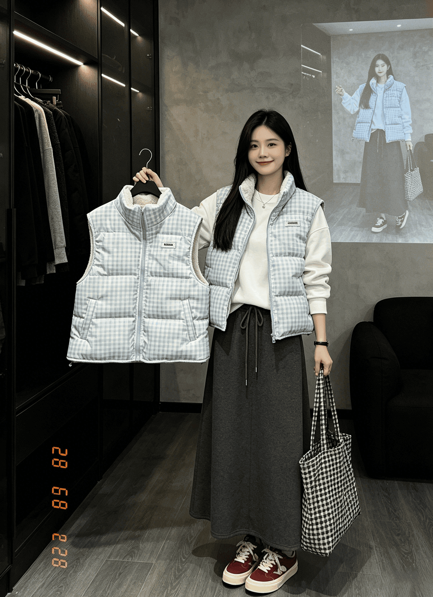 면 베스트 여성 코트 가을 겨울 2026 새로운 패션 쇼트 스타일 외출용 두꺼운 스탠드 칼라 민소매 조끼 조끼 상세 이미지 9