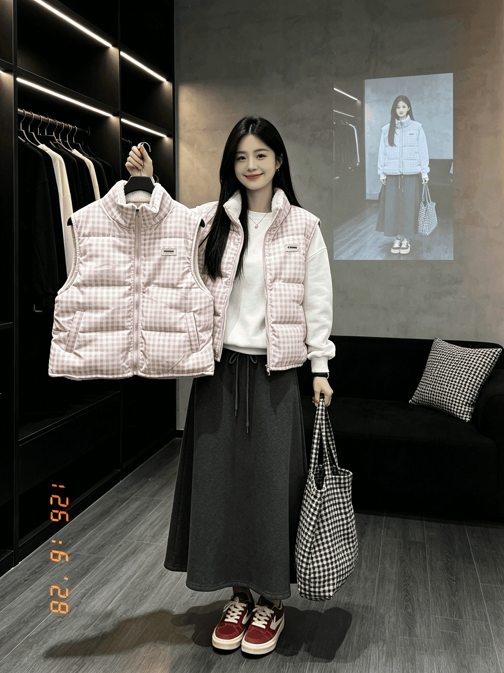 면 베스트 여성 코트 가을 겨울 2026 새로운 패션 쇼트 스타일 외출용 두꺼운 스탠드 칼라 민소매 조끼 조끼 상세 이미지 11