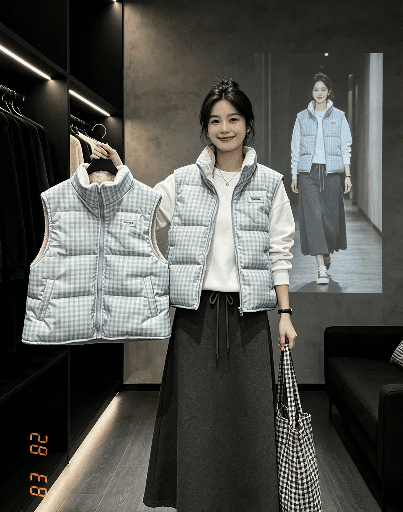 면 베스트 여성 코트 가을 겨울 2026 새로운 패션 쇼트 스타일 외출용 두꺼운 스탠드 칼라 민소매 조끼 조끼 상세 이미지 15