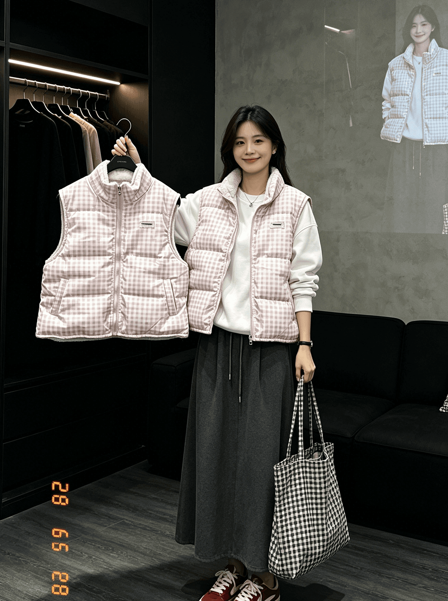 면 베스트 여성 코트 가을 겨울 2026 새로운 패션 쇼트 스타일 외출용 두꺼운 스탠드 칼라 민소매 조끼 조끼 상세 이미지 18