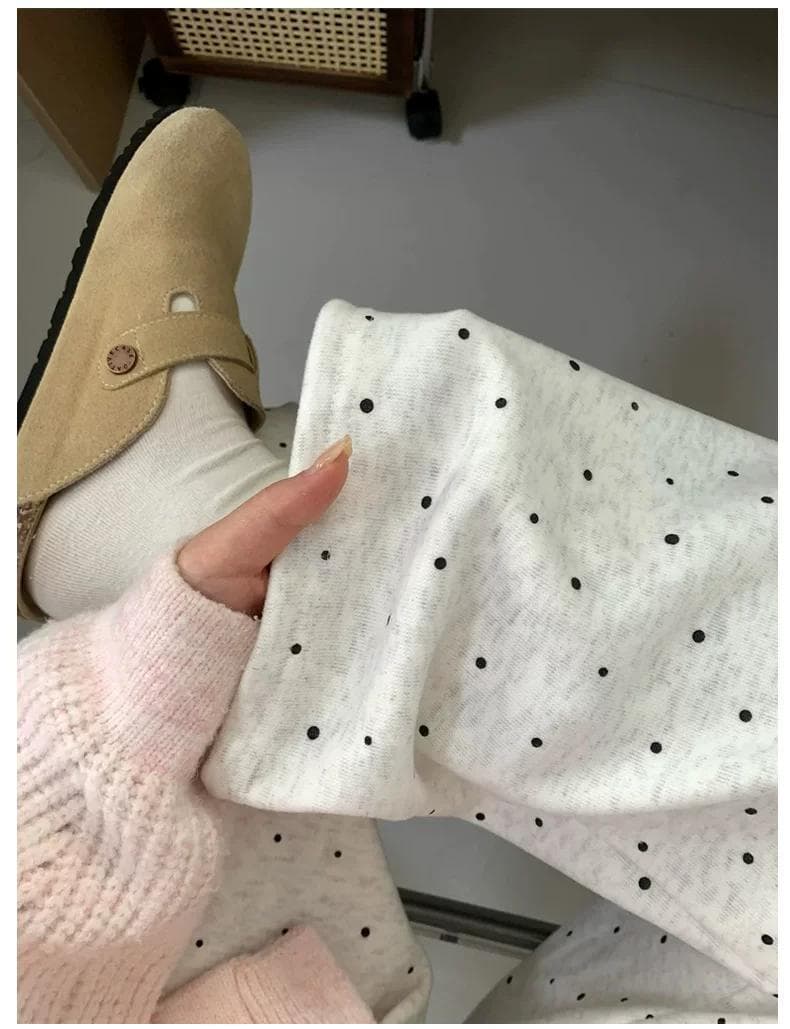 부주의 한 라이 도트 무늬 캐주얼 쌀 화이트 찹쌀 바지 여성 2026 여름 새로운 루즈핏 하이웨이스트 와이드 레그 팬츠 상세 이미지 11