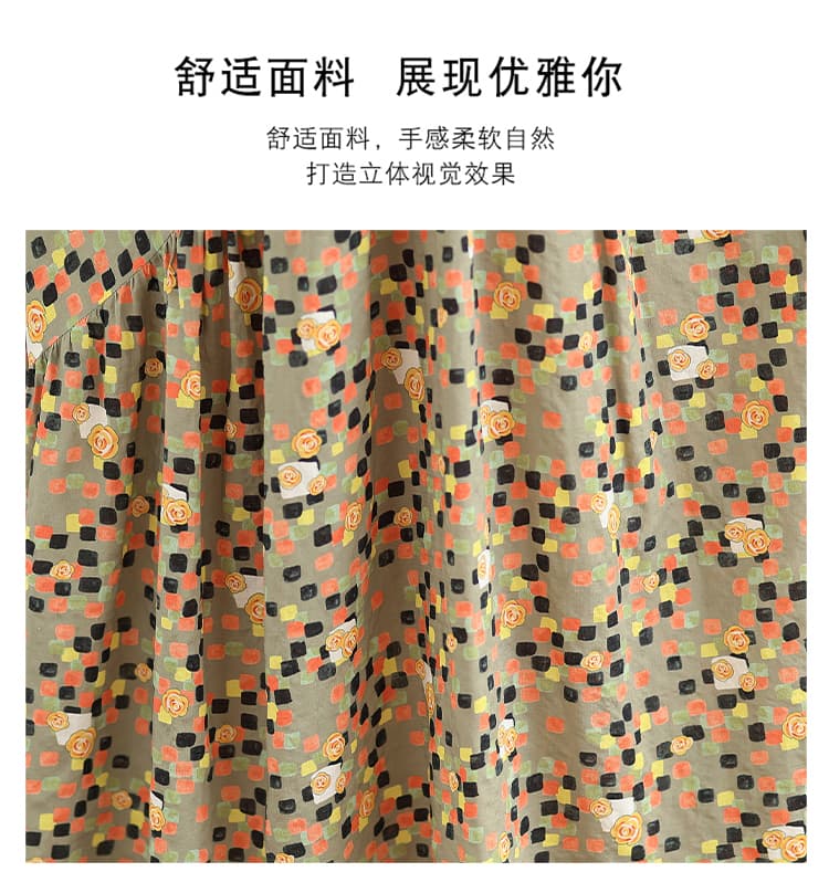 실사 휴가 바람 프린트 슬립 여성 드레스 여름 새로운 V넥 빅 사이즈 루즈핏 드레스 상세 이미지 3