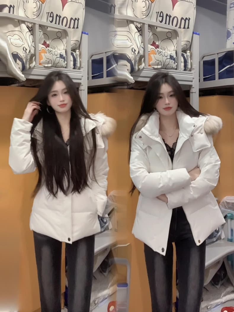 자이언트 잘 생긴 한 부서 허리 수축 다운 코튼 외투 여성 짧은 2025 겨울 두꺼운 슬림해 보이는 작은 키 목화 진딧물 트렌디 상세 이미지 8