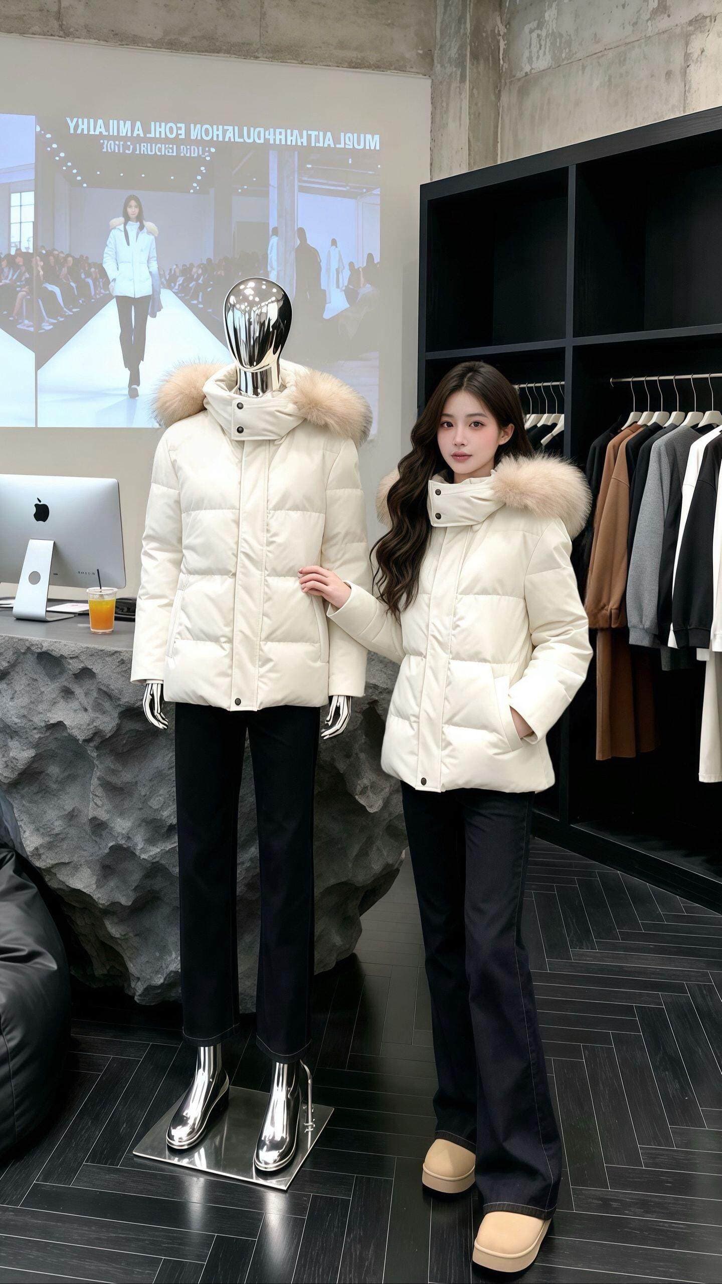 자이언트 잘 생긴 한 부서 허리 수축 다운 코튼 외투 여성 짧은 2025 겨울 두꺼운 슬림해 보이는 작은 키 목화 진딧물 트렌디 상세 이미지 35