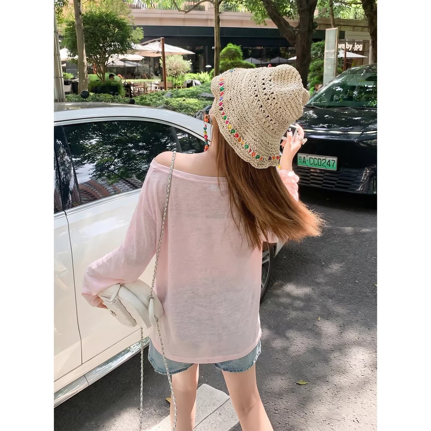 180 그램 아마 눈꽃 긴팔 티셔츠 태양 보호 셔츠 기본 셔츠 블라우스 통기성 루즈핏 상세 이미지 6