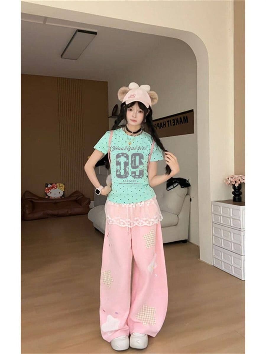 40 210 그램 빗질하다 92 면 8 암모니아 Lun 이후 패키지 칼라 몸매 가꾸기 긍정적 인 어깨 반팔 티셔츠 여성 여름 도트 무늬 이미지 3