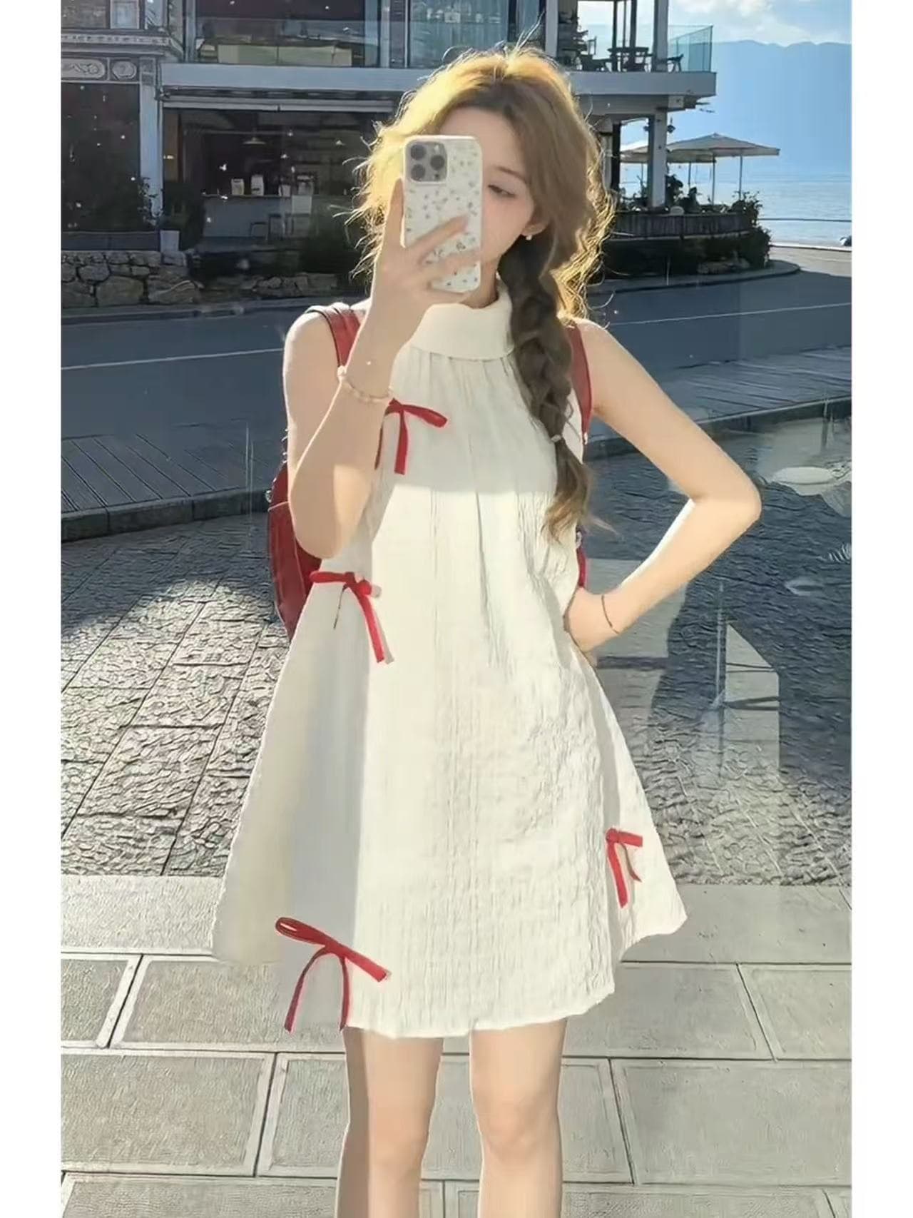 작은 키 프랑스식 품격 화이트 민소매 행침 목 드레스 아이들 여름 2026 새로운 달콤함 부드러운 미니 스커트 상세 이미지 4