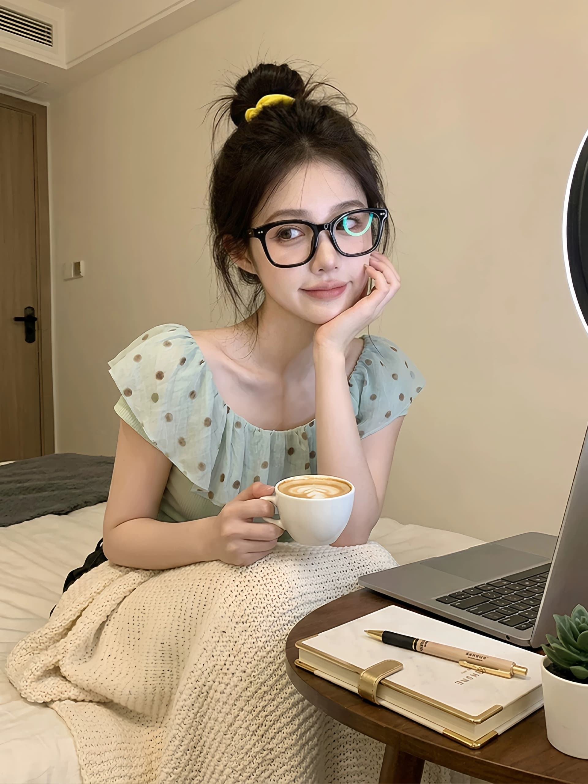 프랑스식 고급 센스 도트 무늬 프릴 오프숄더 반팔 티셔츠 여성 여름 다용도 몸매 가꾸기 슬림해 보이는 오프숄더 맨위 상세 이미지 4