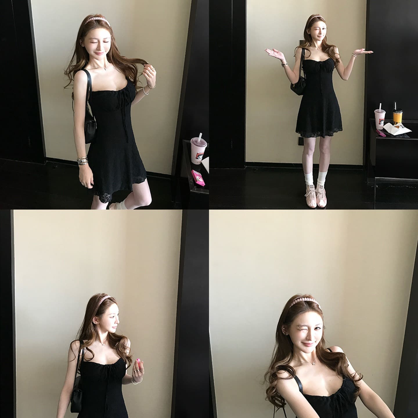 핫걸 품격 레이스업 허리 수축 슬립 드레스 여성 여름 로드 중 3 차원 자카드 질감 슬립 미니 스커트 민소매 드레스 이미지 2