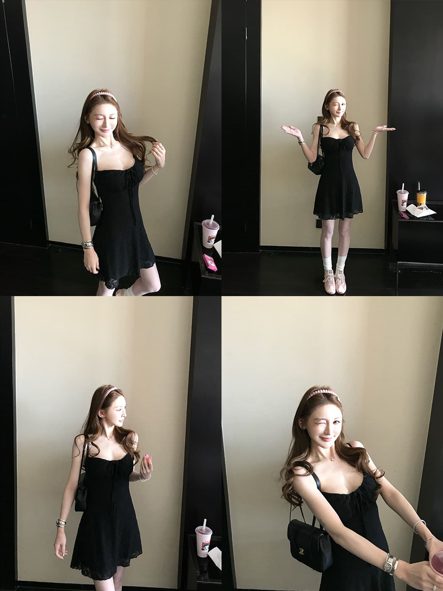 핫걸 품격 레이스업 허리 수축 슬립 드레스 여성 여름 로드 중 3 차원 자카드 질감 슬립 미니 스커트 민소매 드레스 상세 이미지 10