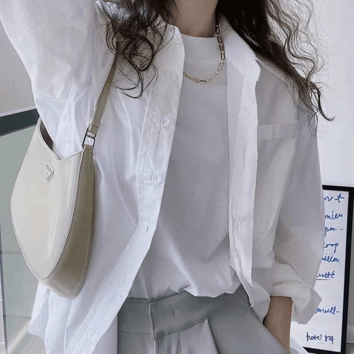 면 소재 화이트 반소매 긍정적 인 어깨 티셔츠 여성 여름 새로운 기초 섹션 작은 스탠드 칼라 반팔 맨위 이미지 2