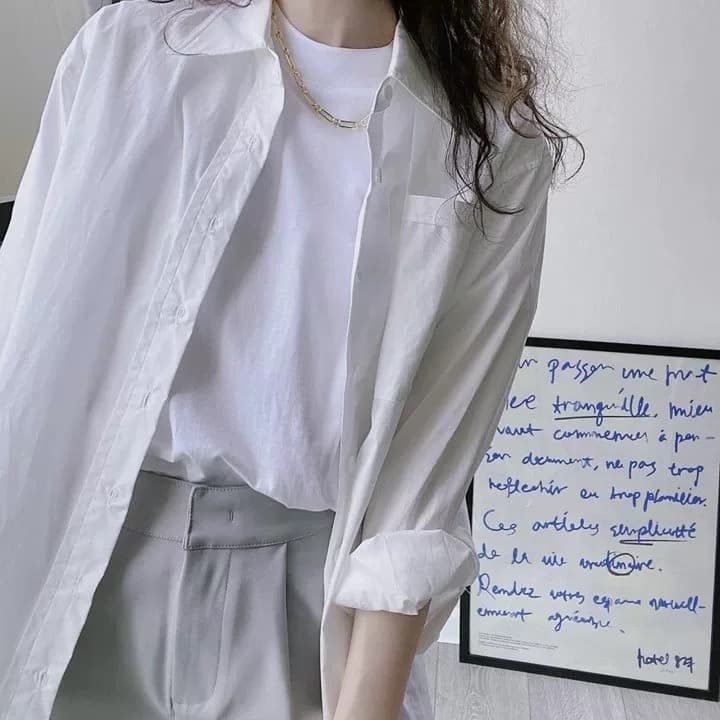 면 소재 화이트 반소매 긍정적 인 어깨 티셔츠 여성 여름 새로운 기초 섹션 작은 스탠드 칼라 반팔 맨위 상세 이미지 6