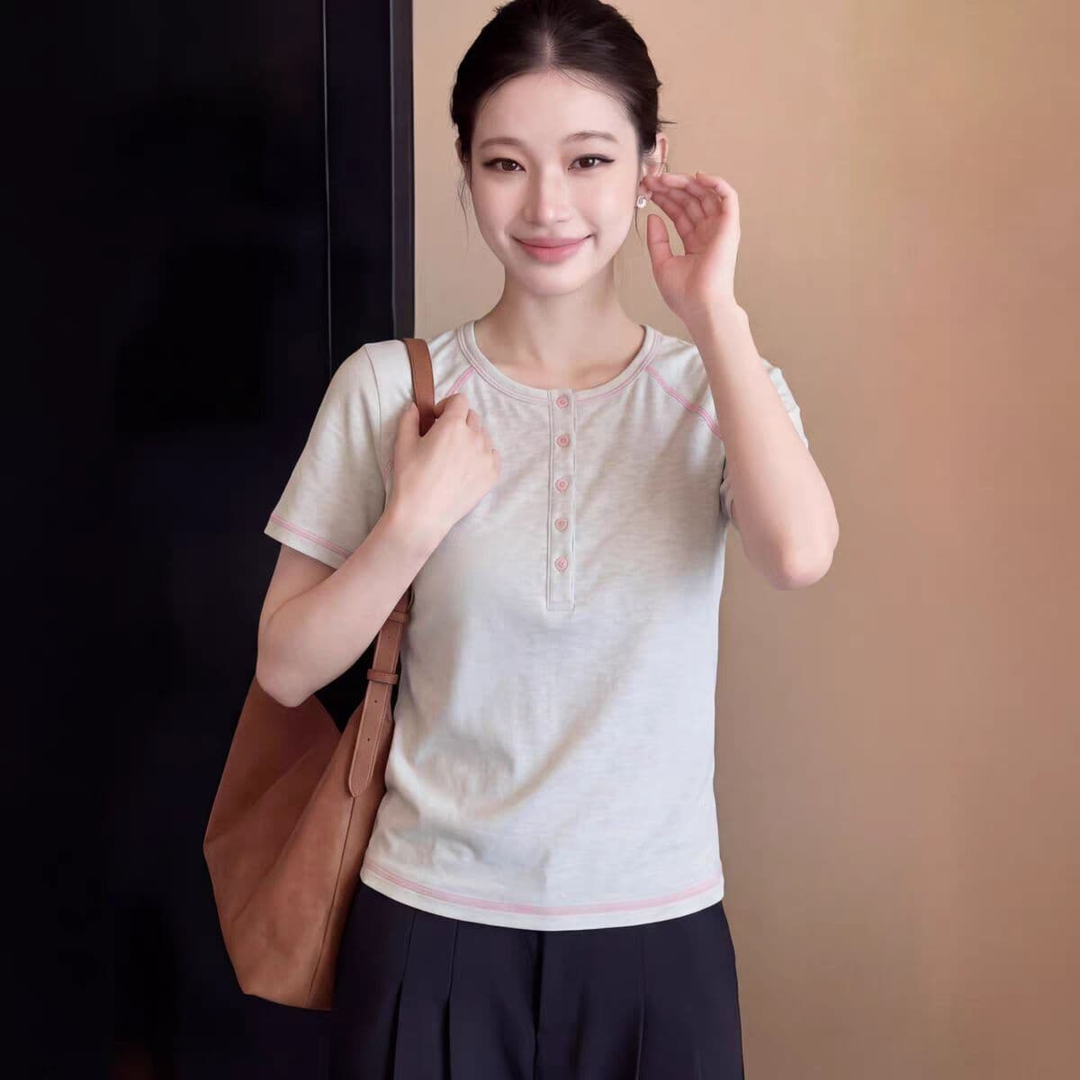 40 면 1 1 오스트리아 세대 서울 220 그램 원본 명중 인터넷 솜씨 슈퍼 잘 생긴 회색 라운드 넥 반팔 이미지 3